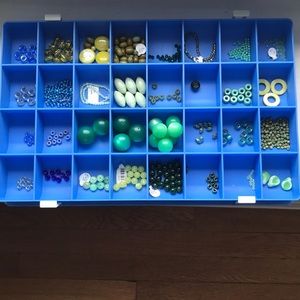 Misc lot of green and blue beads